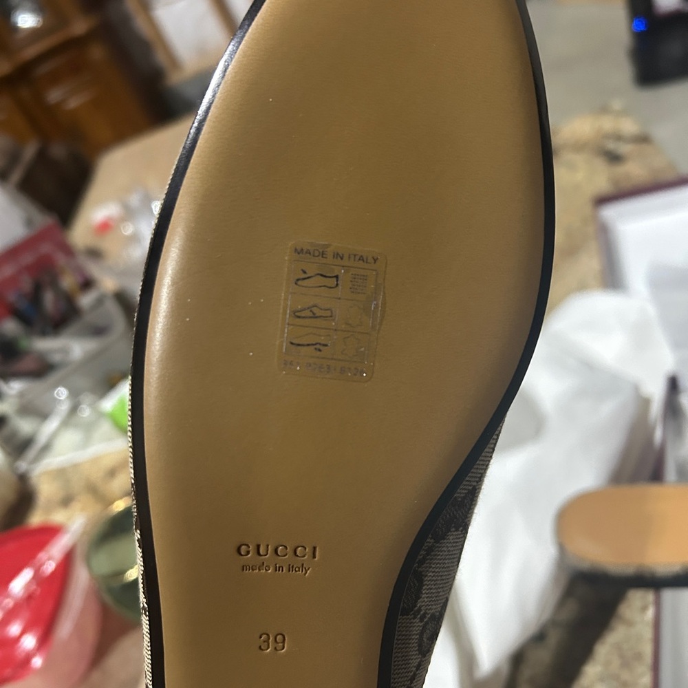 Gucci Brown GG Canvas Princetown Mule with Gold Horsebit - Picture 6 of 15
